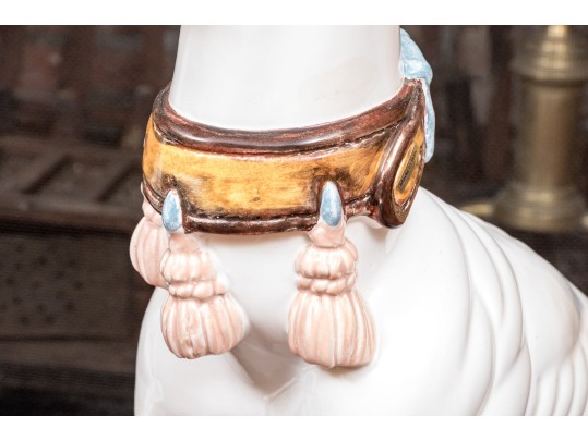 Pair Of Vintage Italian Hand-Painted Life Size Ceramic Whippet Dogs