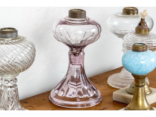 Assorted Collection Of Antique Oil Lamp Fonts