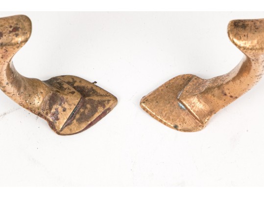 A Fine And Unusual Pair Of American Federal Brass And Iron Andirons, Ca. 1790-1810