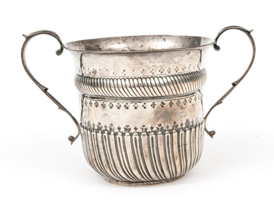 Antique English George Nathan & Ridley Hayes Sterling Silver Twin Handled Cup, 8.59 Ozt. 