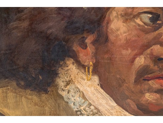 Antique Oil On Panel, Portrait Of A Man Smoking A Pipe In The Dutch Style