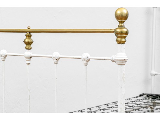Antique Cast Iron And Brass Bed Frame
