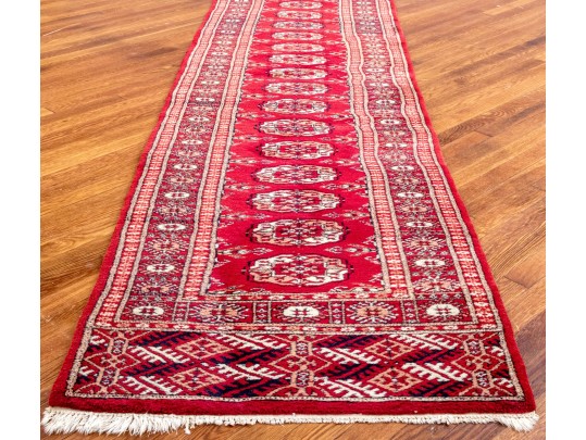 Hand-knotted Wool Bokhara Runner Carpet, 10'-1 X 2'-7