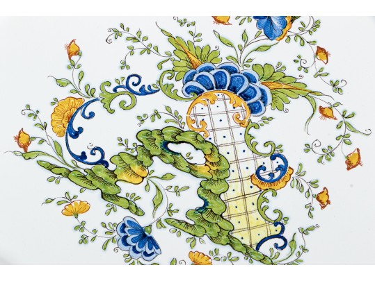 Two Gorgeous Hand Painted Majolica Ceramic Serving Plates