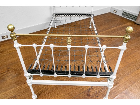 Antique Cast Iron And Brass Bed Frame #2