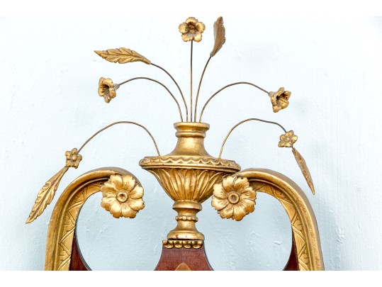 Gorgeous American Federal Looking Glass With Eglomise Panel, Ca. 1800-1820