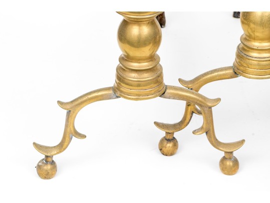 Six Piece Lot Of Antique Brass And Iron Fireplace Items