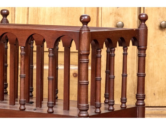 Federal Style Four Section Mahogany Canterbury On Casters, 20th Century