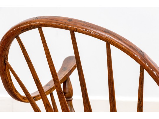 Quality New England Carved Windsor Hoop Back Armchair