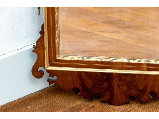 Gorgeous American Federal Looking Glass With Eglomise Panel, Ca. 1800-1820