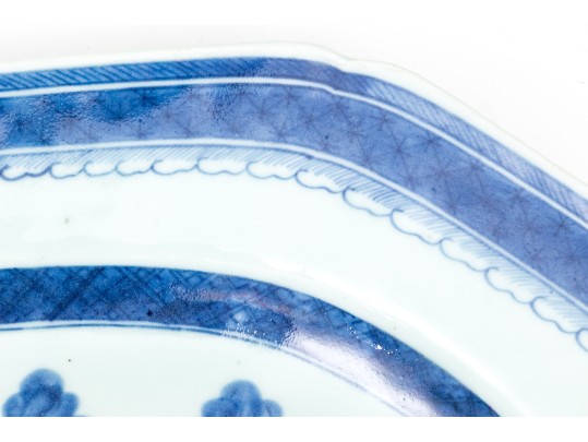 19th C. Chinese Blue And White Canton Pattern Porcelain Platter