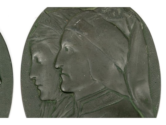 Pair Of Antique Cast Bronze Italian Cameo Plaques