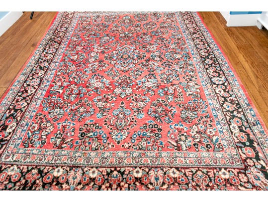 Antique Hand-Knotted Wool Persian Sarouck Carpet, 9'-3 X 6'-1
