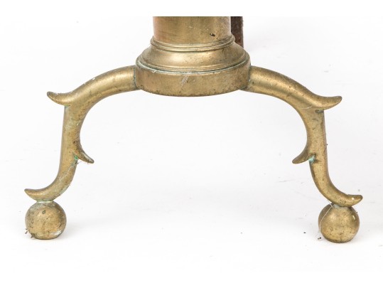 Pair Of American Federal Brass And Iron Andirons, Ca. 1800-1820