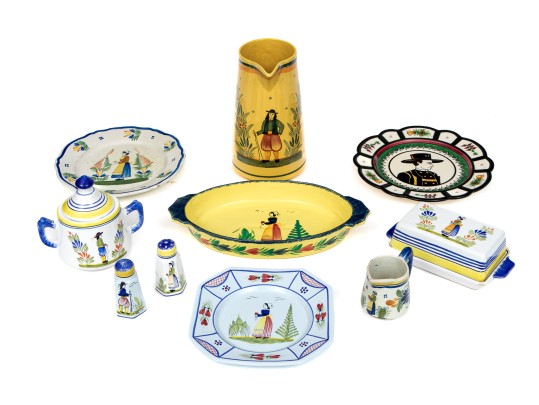 Collection Of Ten French Quimper Ceramics