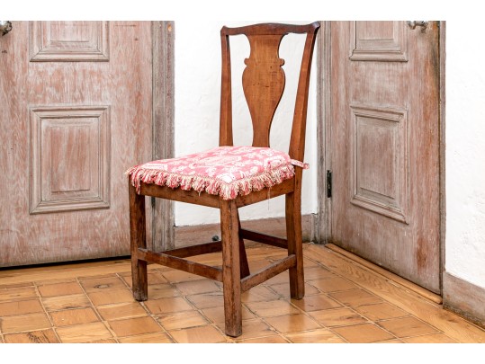Antique New England Carved Splat Back Side Chair, Ca. 1760-80