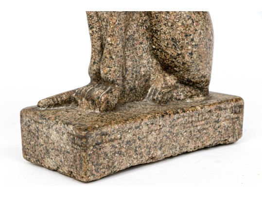 Decorative Composite Faux Granite Carved Cat On Plinth