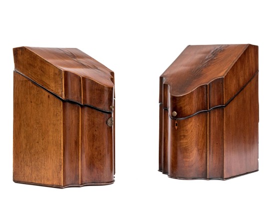 Two Antique Mahogany Knife Boxes