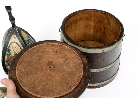 Antique Firkin Bucket With Two Quality Door Stops