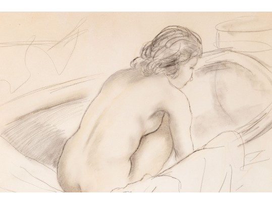 Emil Ganso (German-American, 1895-1941) Mixed Media On Paper, Female Nude In A Bath, 1931
