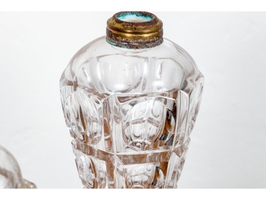 Group Of Four Crystal Whale Oil Lamps