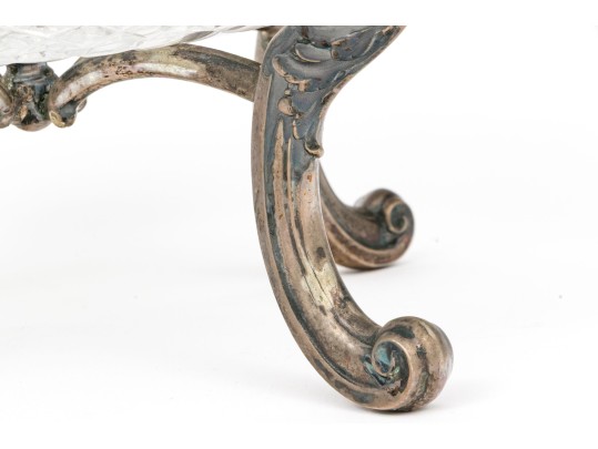 Cut Crystal Bowl In 800 Continental Silver Stand