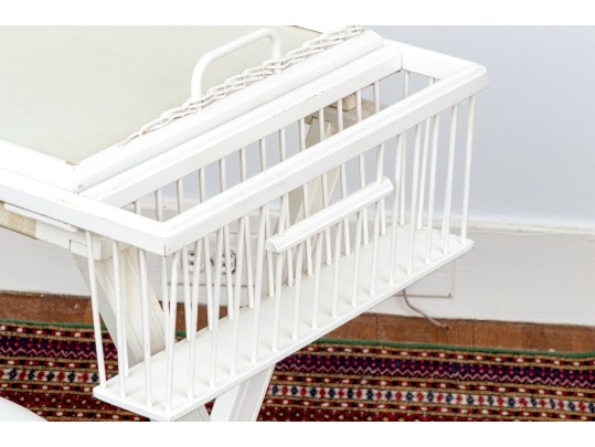 Vintage Painted Luggage Rack And Folding Tray Top Table