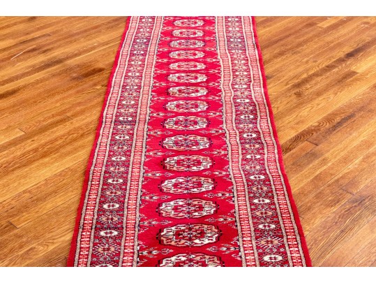 Hand-knotted Wool Bokhara Runner Carpet, 10'-1 X 2'-7