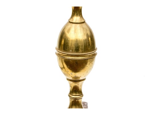 Pair Of American Federal Brass Double Lemon Form Andirons, Ca. 1790-1810