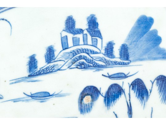 19th C. Chinese Blue And White Canton Pattern Porcelain Platter