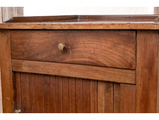 Continental Walnut Tambour Side Table, 19th Century