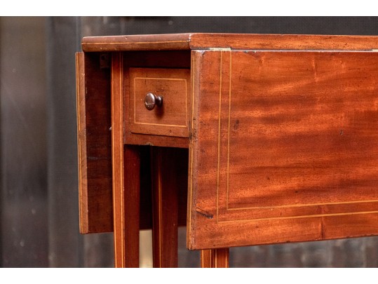 Antique Satinwood Inlaid Mahogany Gateleg Table, Ca. 1900-20