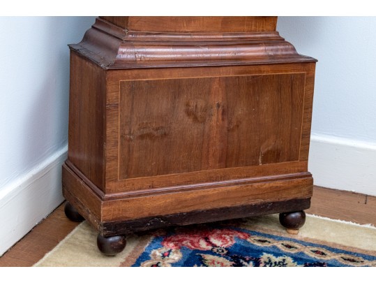 Antique Continental Walnut Tall Case Barley Twist Clock, First Half 19th Century