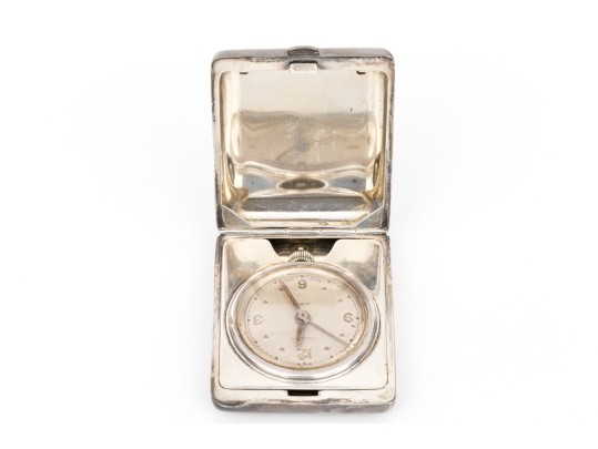 Vintage J.E. Caldwell Sterling Silver Travel Clock 