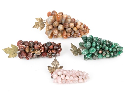 A Nice Collection Of Four Chinese Carved Stone Grape Clusters