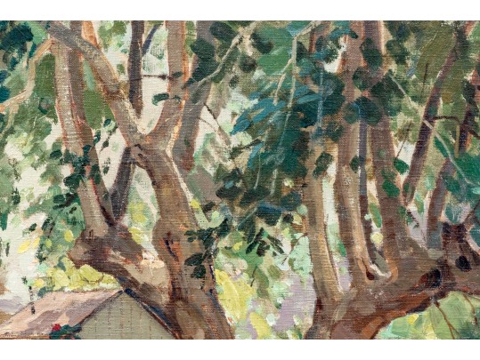 Robert Emmett Owen (American, 1878-1957), Landscape With House And Trees Oil On Canvas