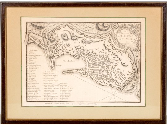 Antique Map Engraving By J. Stockade, Plan Of The City Of Genoa, Ca. 1800