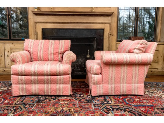 Pair Of Upholstered Down Blend Club Chairs