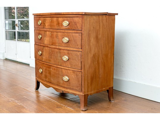 American Late Federal Mahogany Bow Front Chest Of Drawers, Ca. 1810-1830