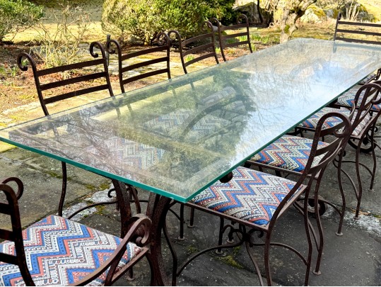 Antique Iron And Glass Outdoor Dining Set