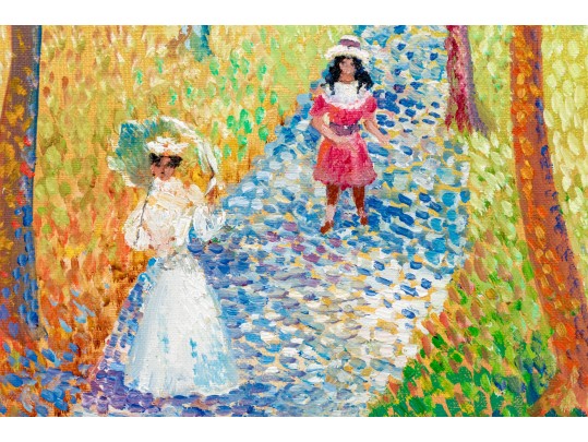 Lucien Neuquelman (French, 1908-1988) Oil On Canvas, Pointillist Landscape