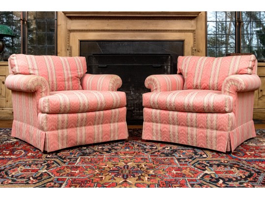 Pair Of Upholstered Down Blend Club Chairs