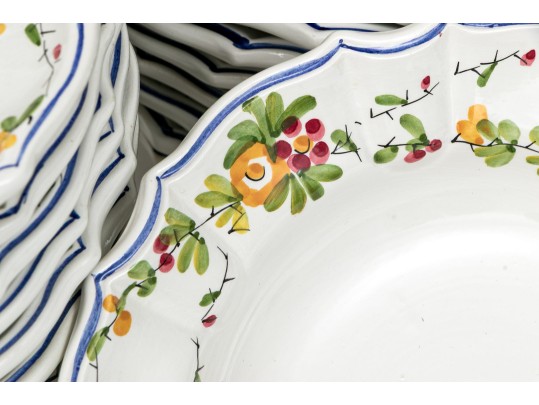 Elegant Vintage Italian Hand-Painted Ceramic Plates And Bowls, 25 Pieces