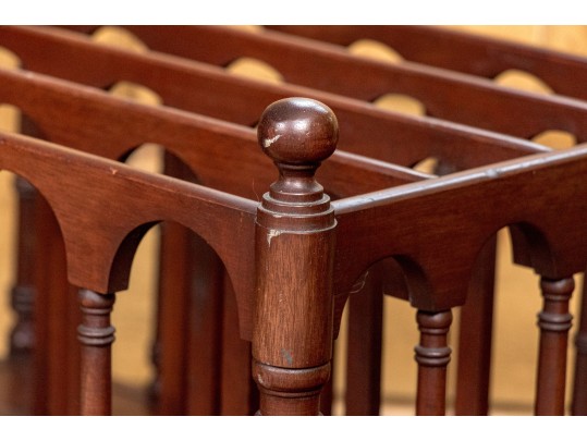 Federal Style Four Section Mahogany Canterbury On Casters, 20th Century