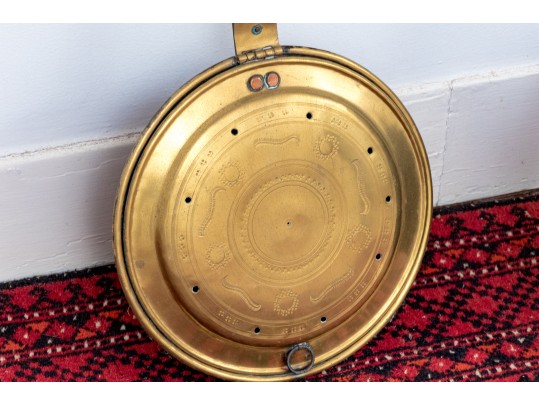Three Antique Brass And Wood Bed Warmers
