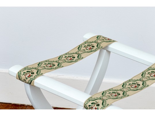 Vintage Painted Luggage Rack And Folding Tray Top Table