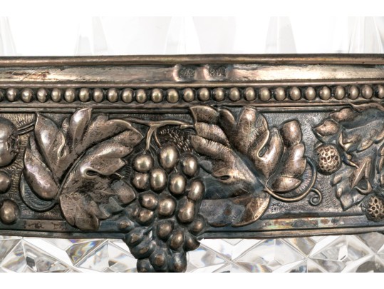 Cut Crystal Bowl In 800 Continental Silver Stand