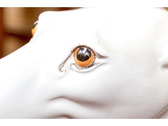 Pair Of Vintage Italian Hand-Painted Life Size Ceramic Whippet Dogs