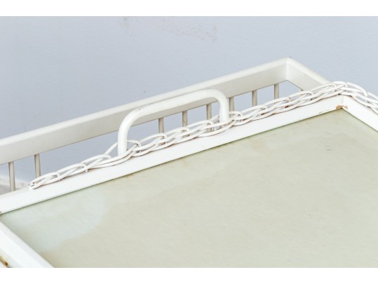 Vintage Painted Luggage Rack And Folding Tray Top Table