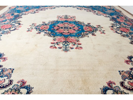 A Fine Persian Hand-Knotted Wool Open Field Kerman Carpet, 13'-9 X 10'-7, Ca. 1940 Or Earlier